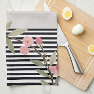 Linge De Cuisine Rayure noir et blanc