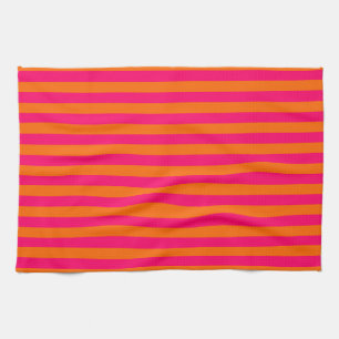 Linge De Cuisine Rayure orange et fuchsia