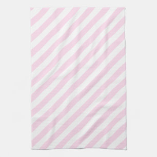 Linge De Cuisine Rayures blanches et rose-clair