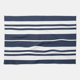 Linge De Cuisine Rayures Bleu Nuit Blanc