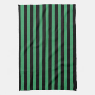 Linge De Cuisine Rayures de bonbon vertes et noires