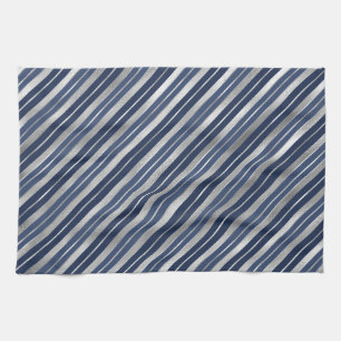 Linge De Cuisine Rayures de Noël en papier d'aluminium bleu et arge