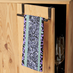Linge De Cuisine Rayures de paillettes de léopard Glam 3
