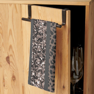 Linge De Cuisine Rayures de paillettes de léopard Glam 6