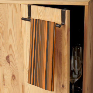 Linge De Cuisine Rayures Marron Noir Orange