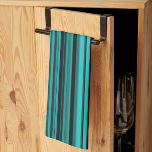 Linge De Cuisine Rayures noir sarcelle