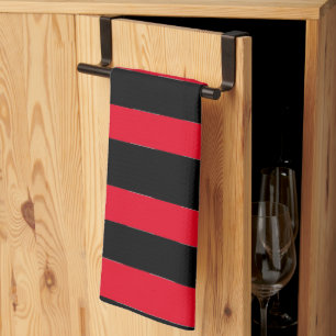 Linge De Cuisine Rayures noires et rouges