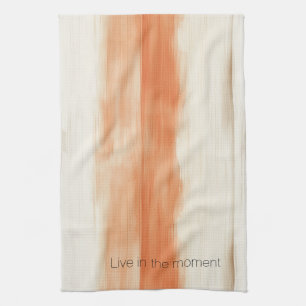Linge De Cuisine Rayures orange pêche crème  