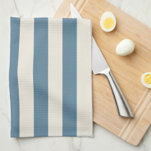 Linge De Cuisine Rayures verticales bleues et crème