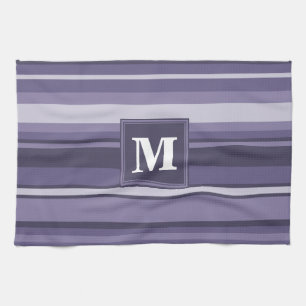 Linge De Cuisine Rayures violettes de cuir monogramme