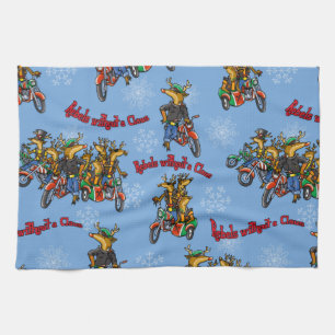 Linge De Cuisine Rebelles sans Claus Reindeer Blue Holiday