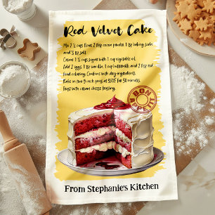 Linge De Cuisine Recette de gâteau Red Velvet personnalisée