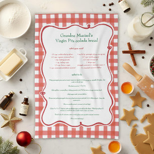 Linge De Cuisine Recette de grand-mère Gingham Rouge Famille Hérita