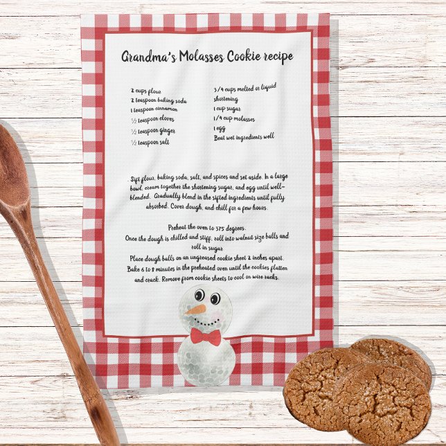 Linge De Cuisine Recette de Noël Snowman Recette Rouge Plaid (Créateur téléchargé)