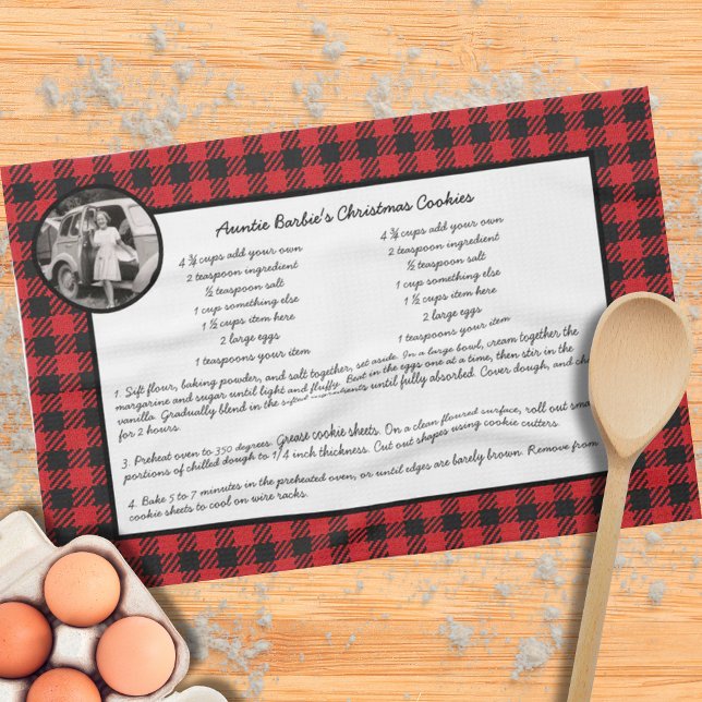Linge De Cuisine Recette famille rouge noir Plaid photo de vacances (Créateur téléchargé)