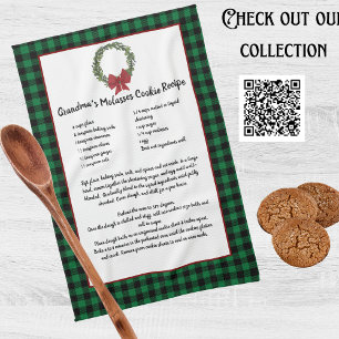 Linge De Cuisine Recette Keepsaké Noël Cookies Vert Plaid