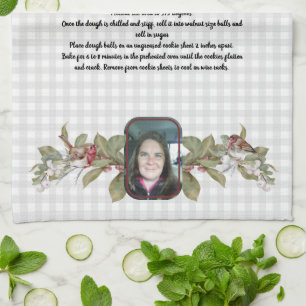 Linge De Cuisine Recette Keepsaké photo et plaid floral tan gris