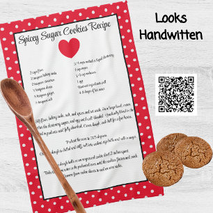 Linge De Cuisine Recette Keepsaké sucre cookies Pois de coeur rouge