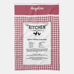 Linge De Cuisine Recette personnalisée Rouge Blanc Farmhouse Buffal