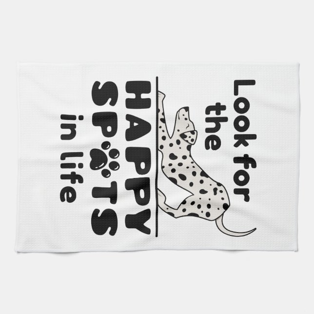Linge De Cuisine Recherchez les endroits heureux dans la vie Chien  (Horizontal)
