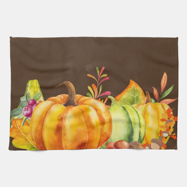 Linge De Cuisine Récolter les Citrouilles, les Feuilles et le feuil (Horizontal)