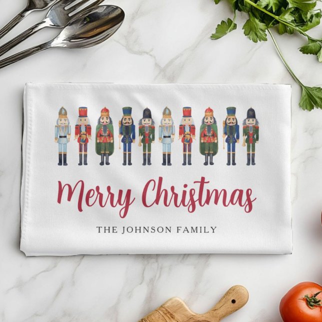 Linge De Cuisine Red Cute Nutcracker Joyeux Noël (Red Cute Nutcracker Merry Christmas Kitchen Towel
)