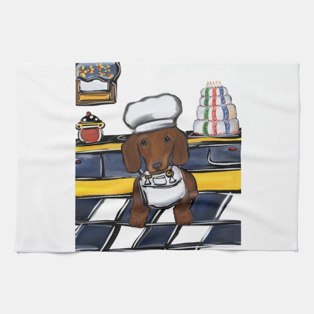 Linge De Cuisine Red Doxie Chef (Horizontal)