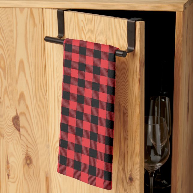 Linge De Cuisine Red Flannel Buffalo Check Motif (Pliage en tiers)