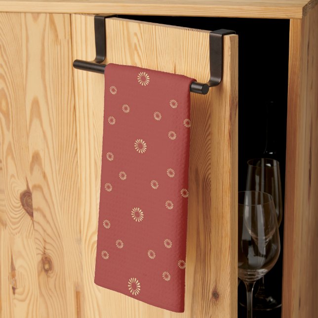 Linge De Cuisine Red | Golden Zinnia Sun (Pliage en tiers)