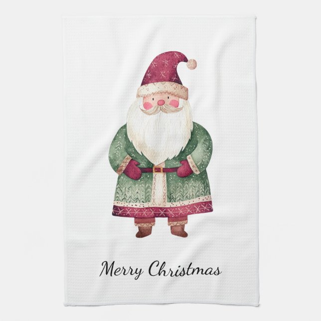 Linge De Cuisine Red Green Christmas Santa Claus (Vertical)