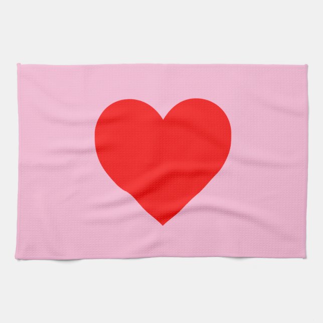 Linge De Cuisine Red Heart Beat Pastel Rose (Horizontal)