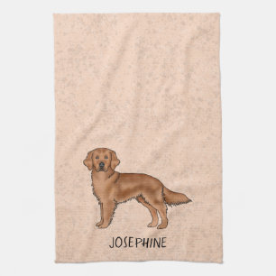 Linge De Cuisine Red Mahogany Golden Retriever Chien Avec Nom Perso