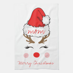 Linge De Cuisine Red Nose Reindeer Père Noël Casquette Joyeux Noël