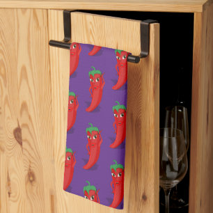 Linge De Cuisine Red Pepper Diva Motif de dessin sur violet