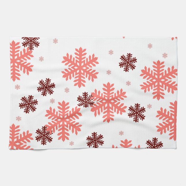 Linge De Cuisine Red snow flakes Christmas pattern snow pattern des (Horizontal)