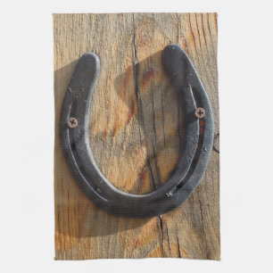 Linge De Cuisine Regard du bois en fer à cheval occidental rustiqu