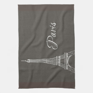 Linge De Cuisine Regard gris-foncé de toile de jute de Tour Eiffel