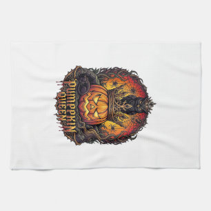 Linge De Cuisine Reine Citrouille Halloween Hibou Araignée Chat Noi
