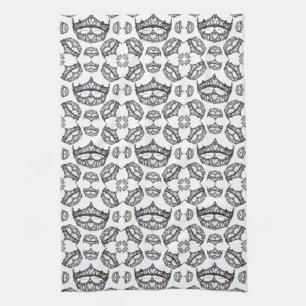 Linge De Cuisine Reine des Coeurs Argent Couronne Tiaras blanc