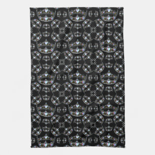 Linge De Cuisine Reine des Coeurs Argent Couronne Tiaras noir