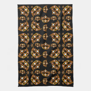 Linge De Cuisine Reine des Coeurs Or Couronne Tiaras noir