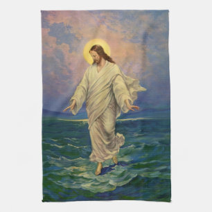 Linge De Cuisine Religion vintage, Jésus Christ marche sur l'eau