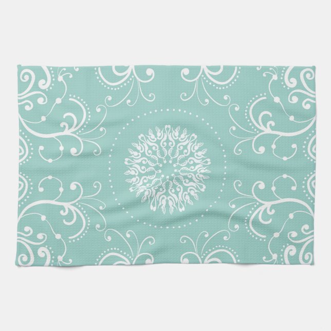 Linge De Cuisine Remous de Seafoam (Horizontal)
