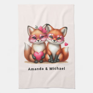 Linge De Cuisine Renards orange mignons amoureux