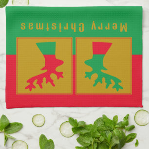 Linge De Cuisine Rendez-vous amusant personnalisé Red Green & Gold