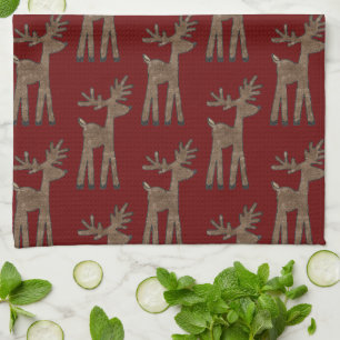 Linge De Cuisine Renne de Noël Rouge