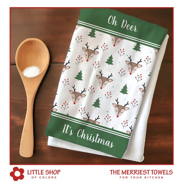 Linge De Cuisine Renne Motif Noël Personnalisé (Créateur téléchargé)