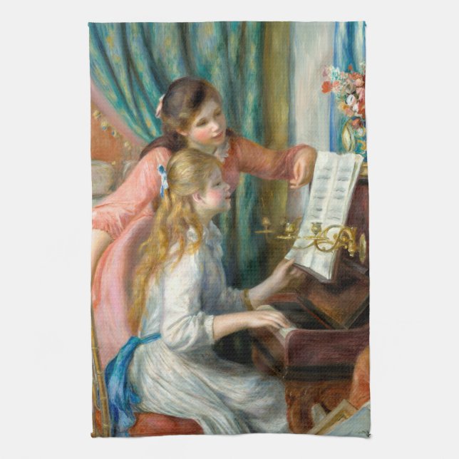 Linge De Cuisine Renoir Girls at the Piano Impressionism Painting (Vertical)
