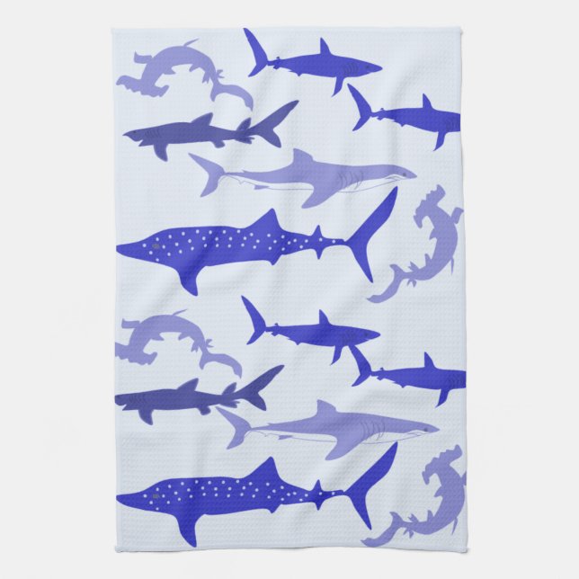 Linge De Cuisine Requins bleus (Vertical)