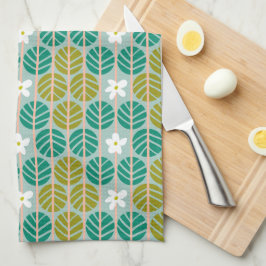 Linge De Cuisine Retro Été vert & rose floral rayé